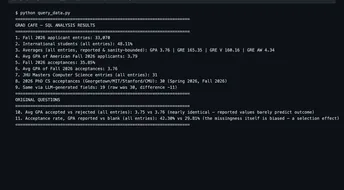 Databases — PostgreSQL + GradScope Dashboard — Console Output